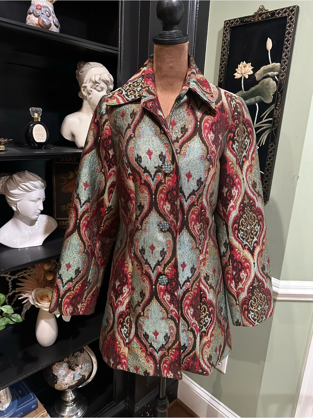 3 Sisters Vintage‑Style Tapestry Coat – Size Small